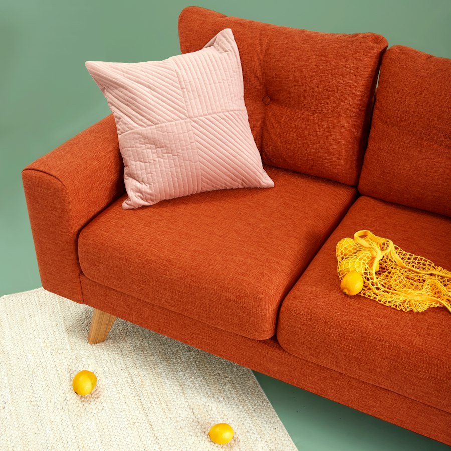 Rust Fabric 2-Seater Sofa