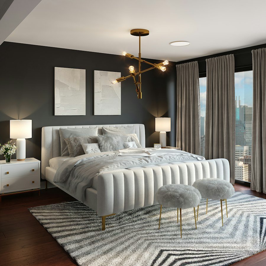 Channel-Tufted Designer Bed