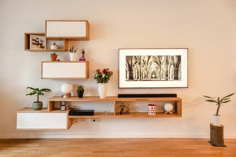 Floating TV Unit with Shelves